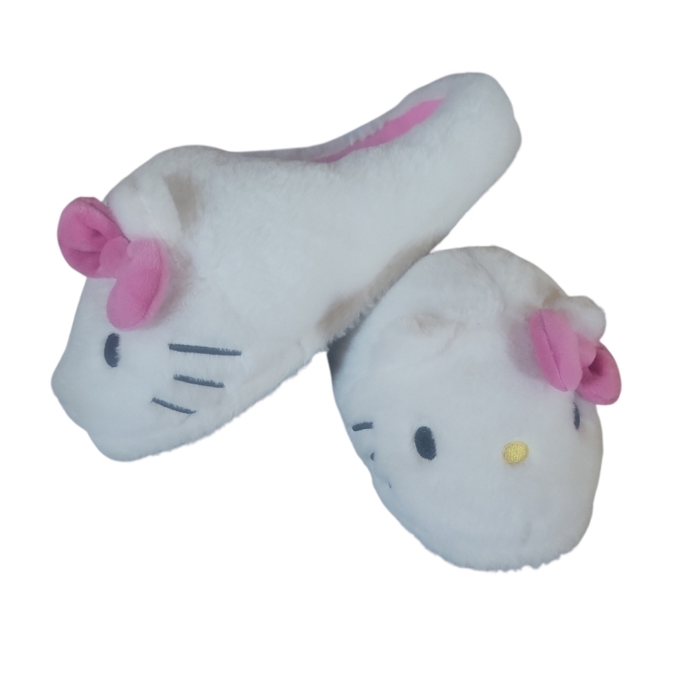 Hello Kitty Cute Plush White and Pink Adult House Slippers Sz 11-12 - Picture 5 of 7